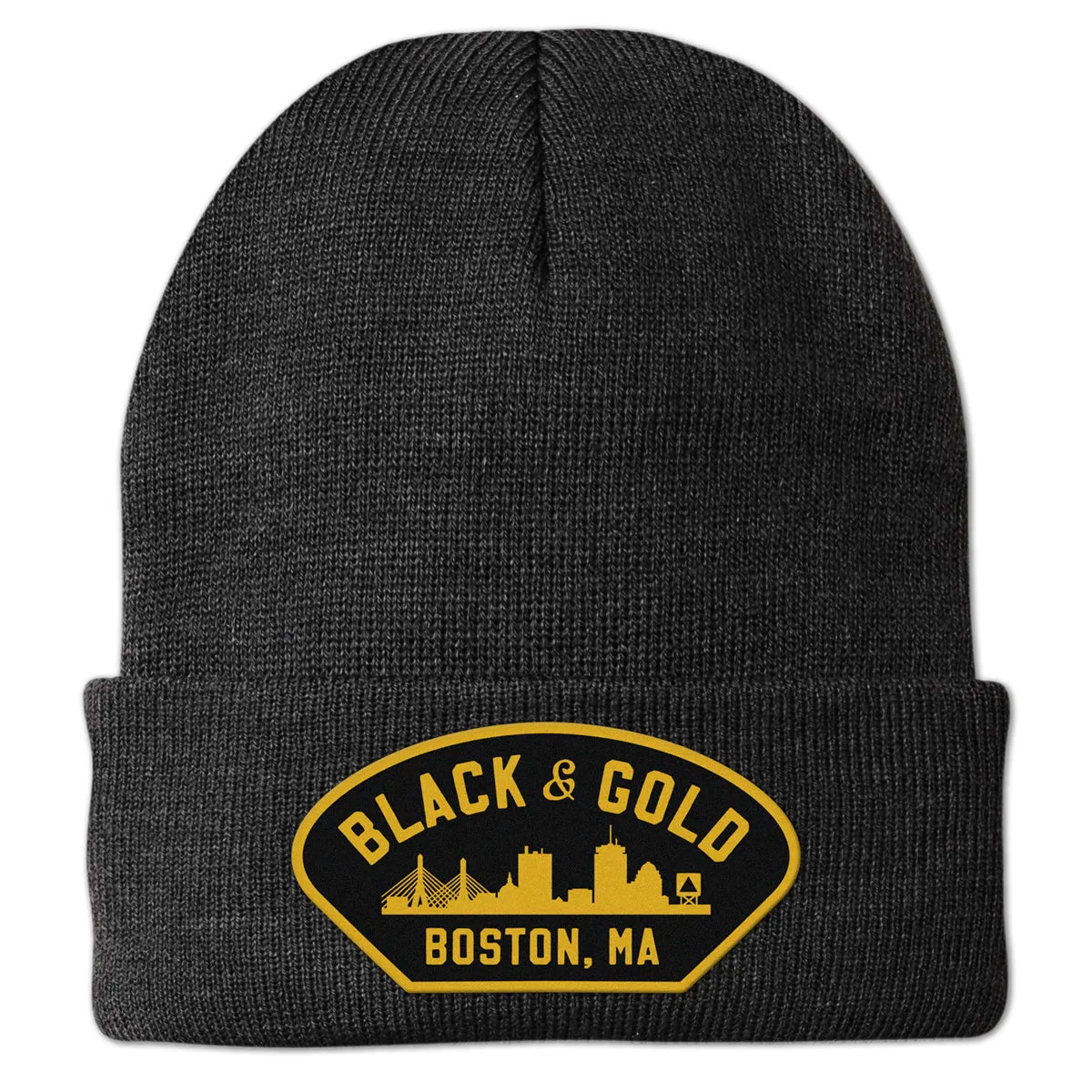 Black & Gold Boston Naval Patch Cuff Knit