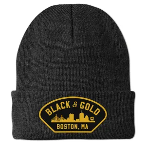 Black & Gold Boston Naval Patch Cuff Knit