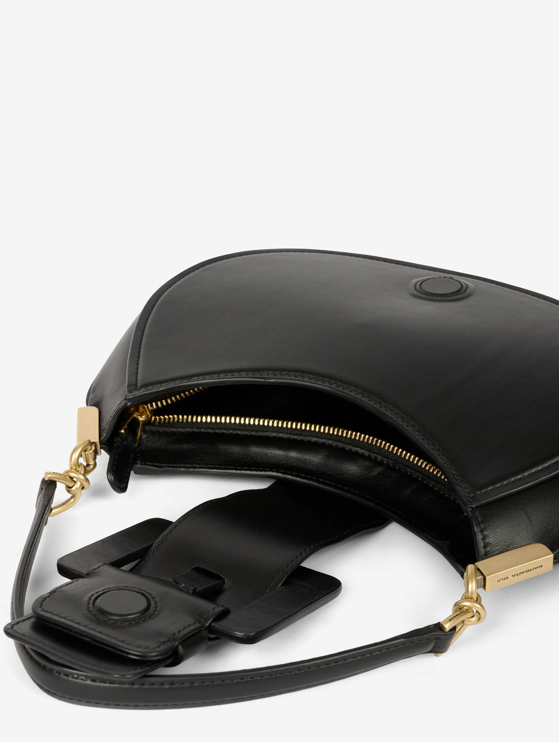 Black leather Kiss Me clutch bag