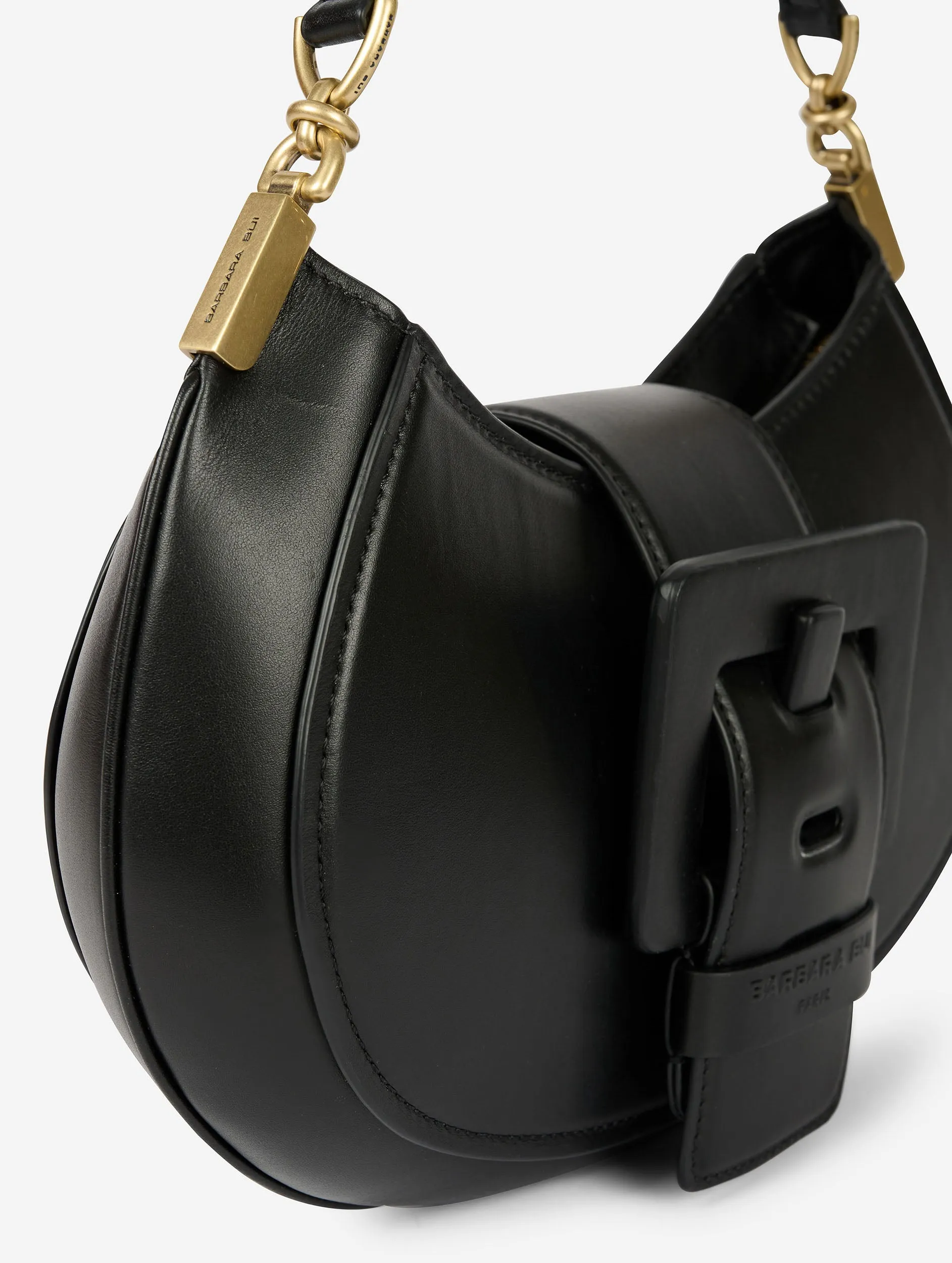 Black leather Kiss Me clutch bag