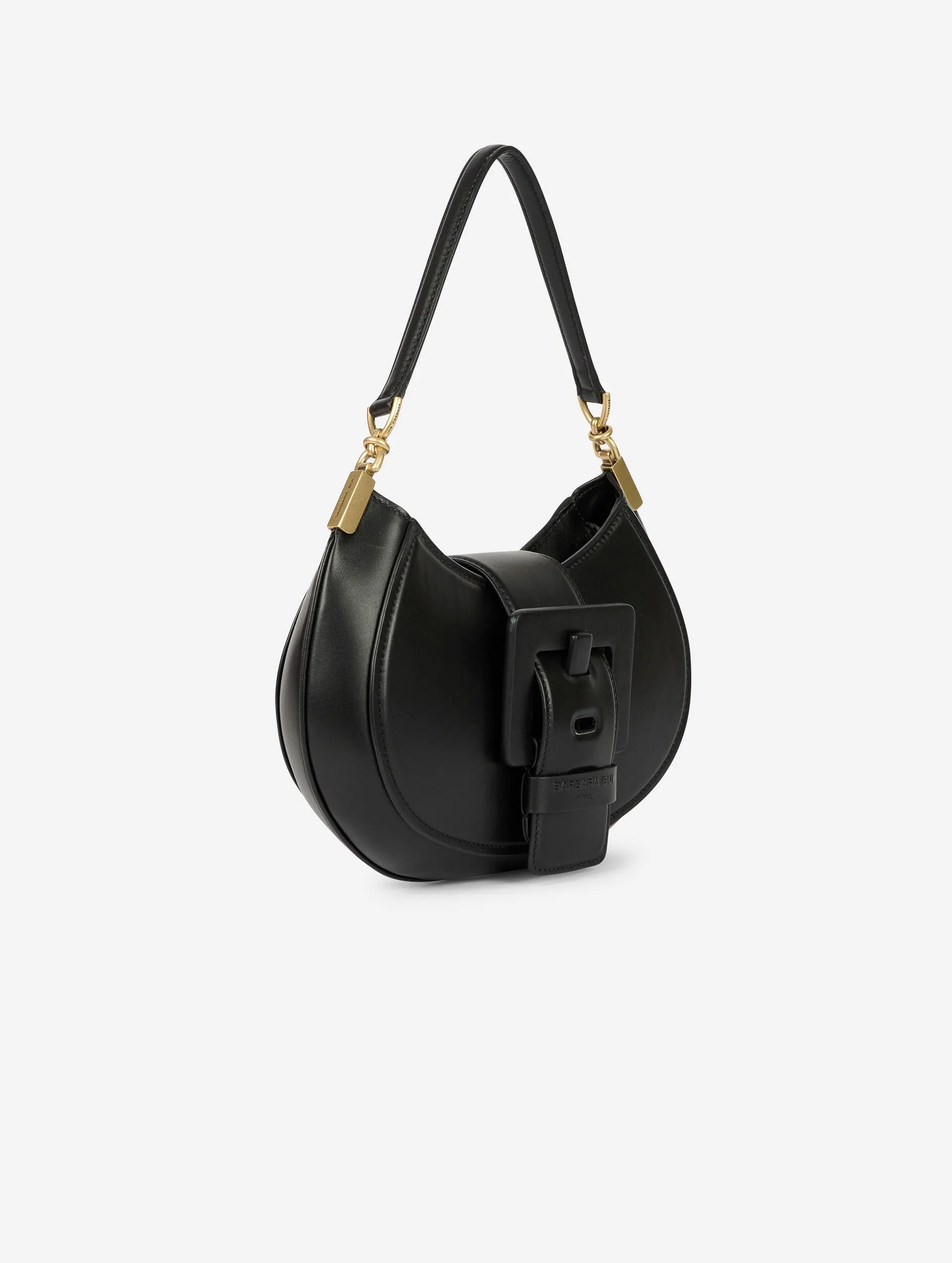 Black leather Kiss Me clutch bag