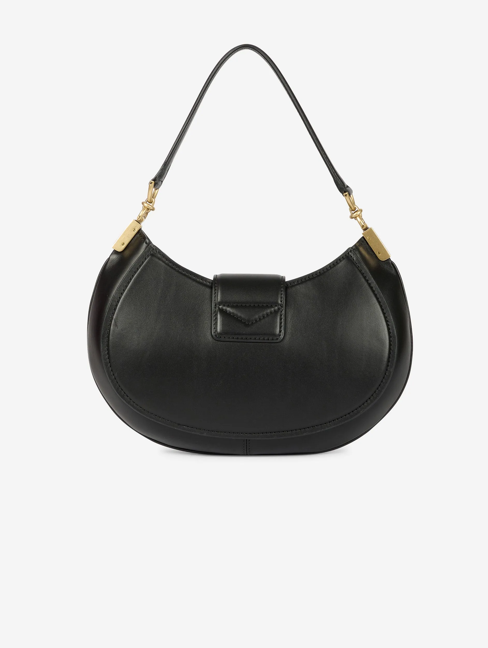 Black leather Kiss Me clutch bag
