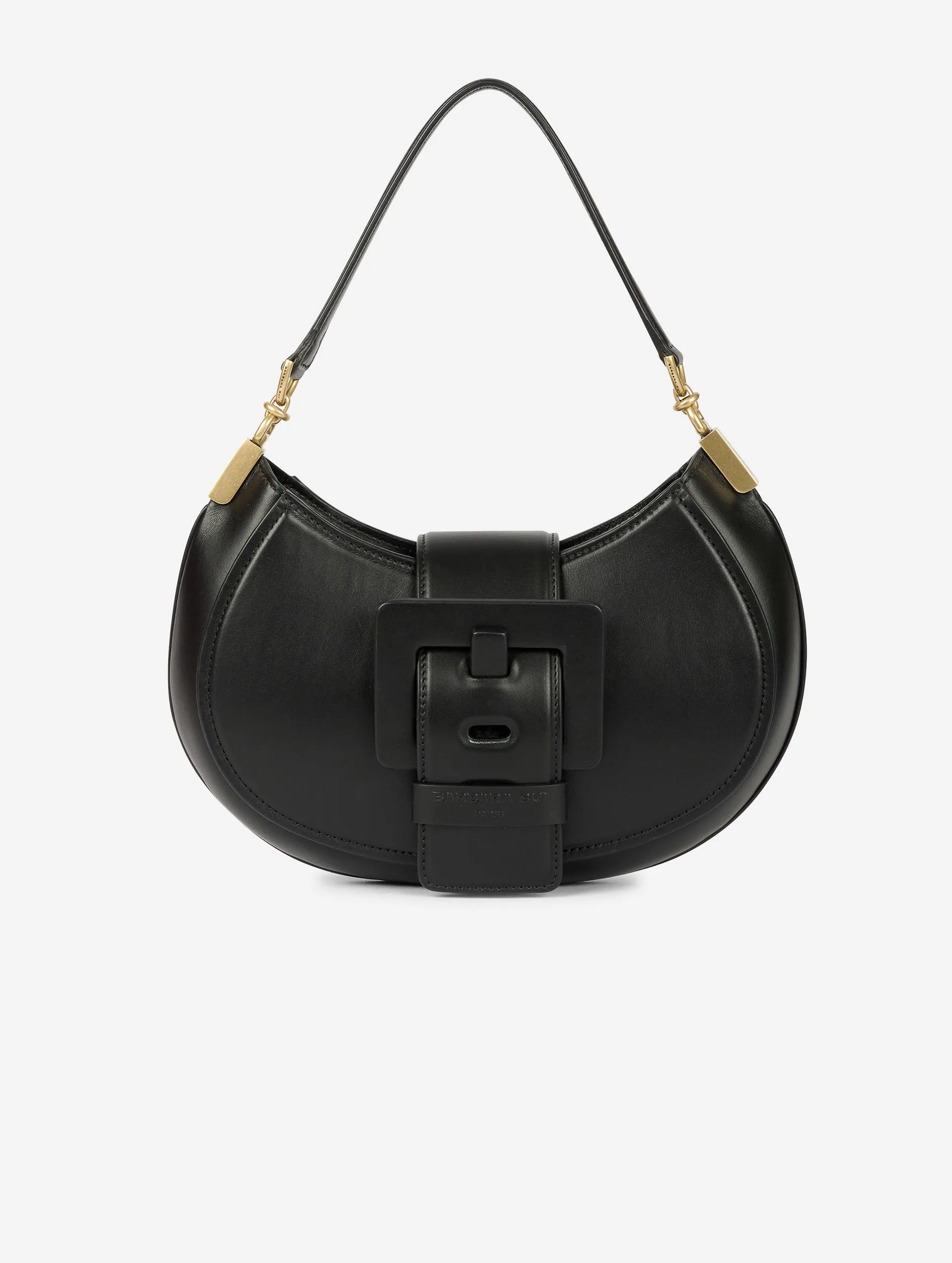 Black leather Kiss Me clutch bag