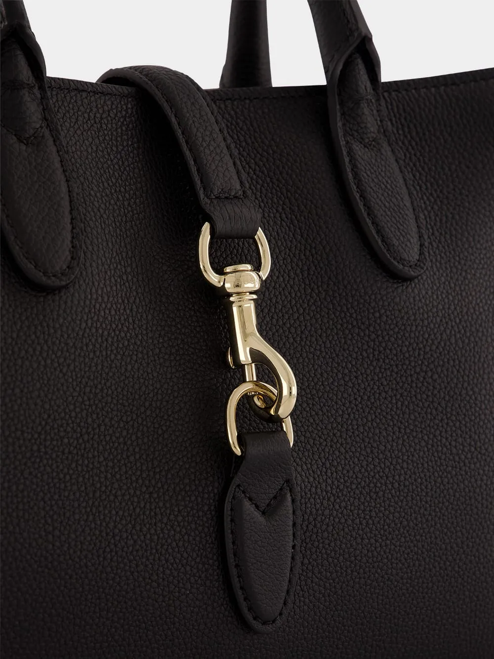 Black Medium Tote with Hook Closure