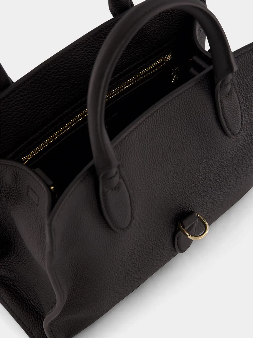 Black Medium Tote with Hook Closure