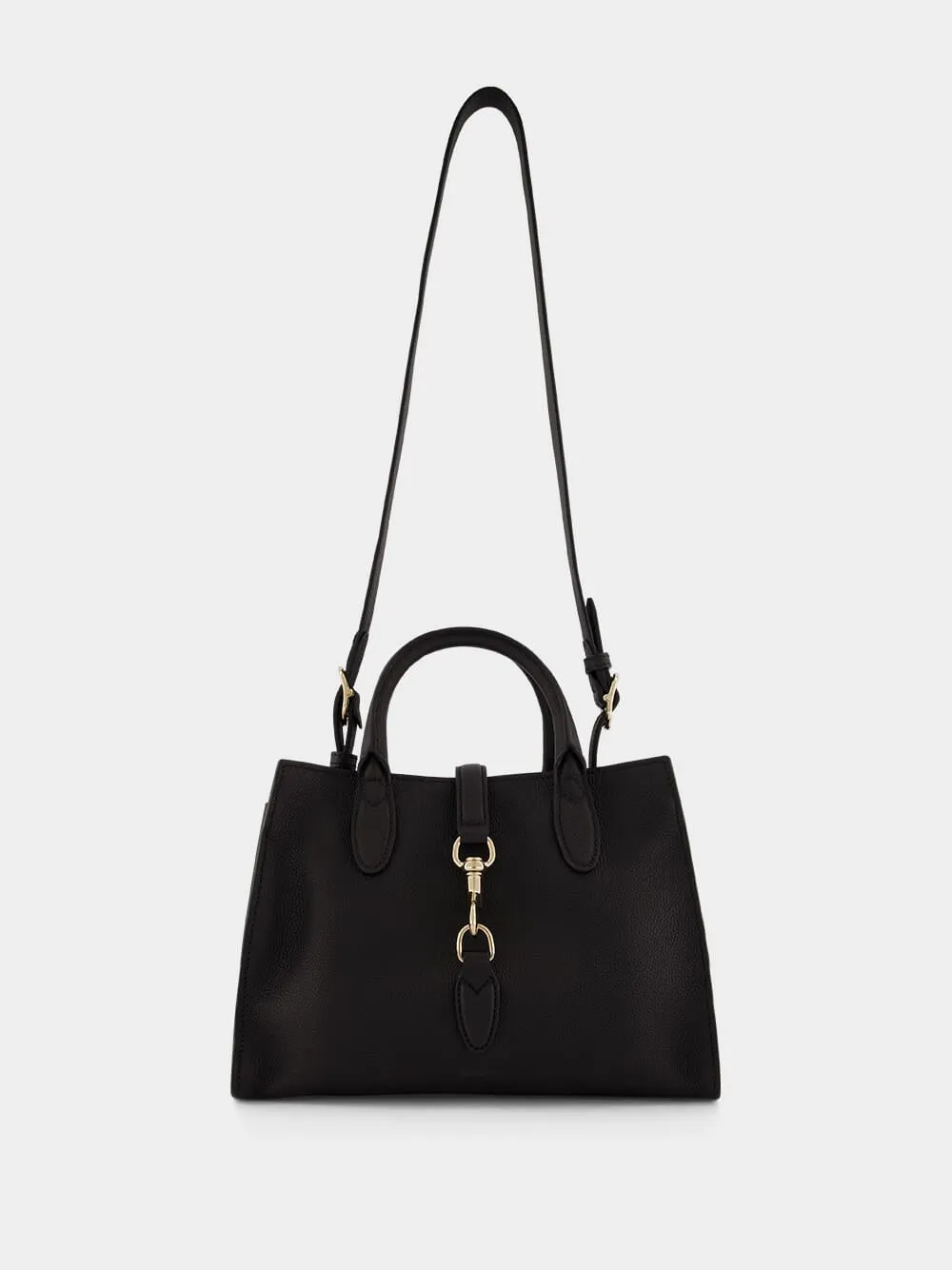Black Medium Tote with Hook Closure