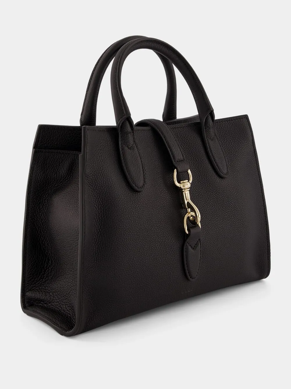 Black Medium Tote with Hook Closure