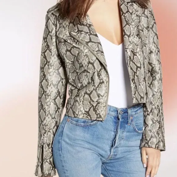 Blank NYC‎ Break Away Snakeskin Moto Jacket Size Med NWT