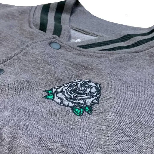 Boston Scally The Black Rose Varsity Jacket - Vintage Grey