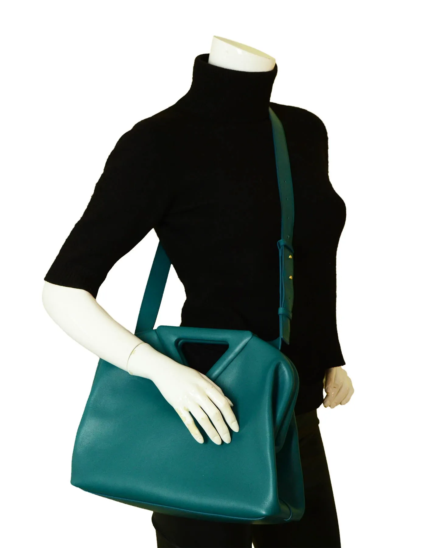 Bottega Veneta 2021 Mallard Blue Medium The Point Bag