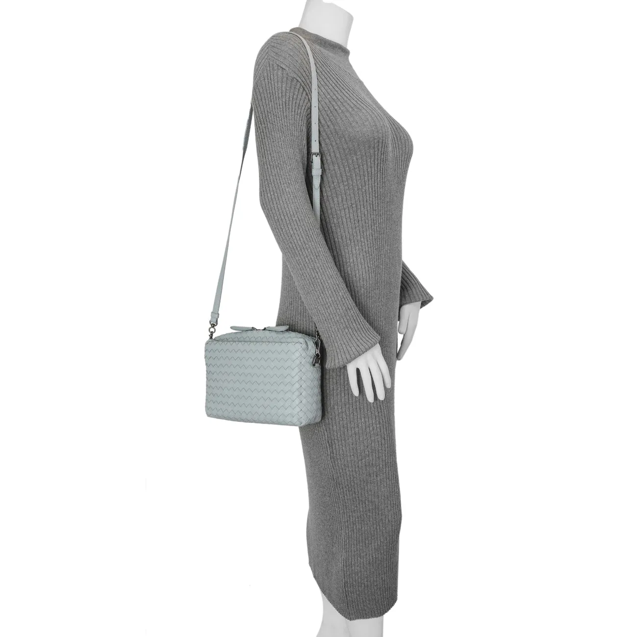 Bottega Veneta Blue Nappa Intrecciato Crossbody Bag