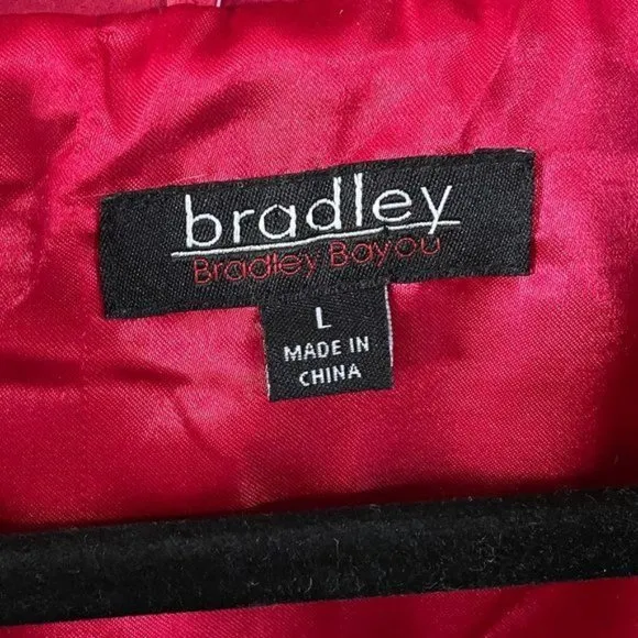 Bradley by Bradley Bayou Red Leather Jacket, Sz Lg