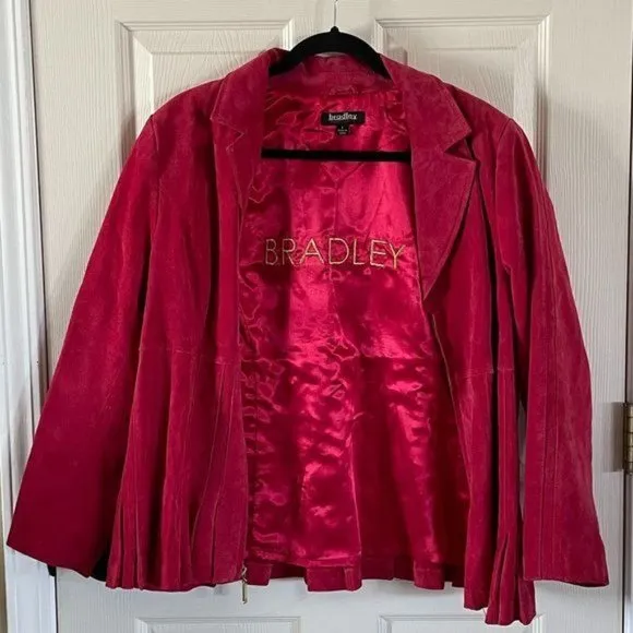 Bradley by Bradley Bayou Red Leather Jacket, Sz Lg