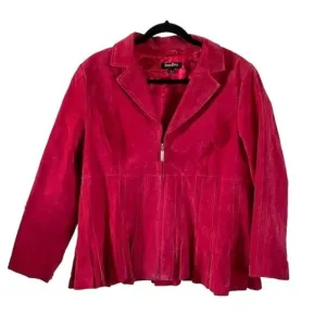 Bradley by Bradley Bayou Red Leather Jacket, Sz Lg