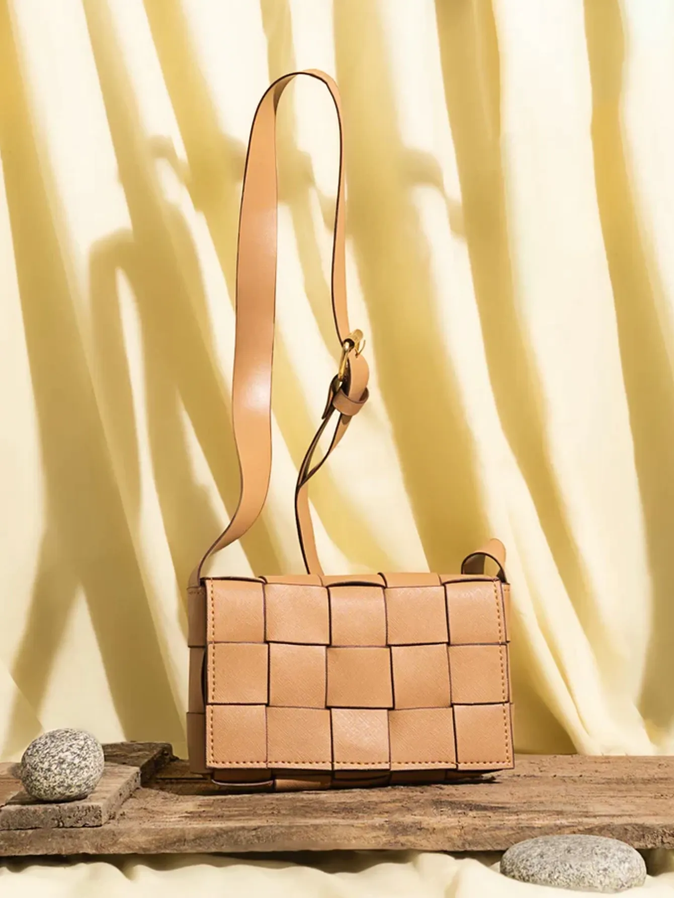 Braided Detail Box Bag - Apricot - FD ⚡