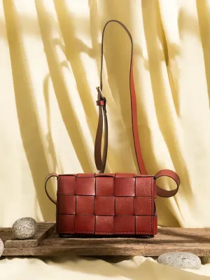 Braided Detail Box Bag - Red - FD ⚡