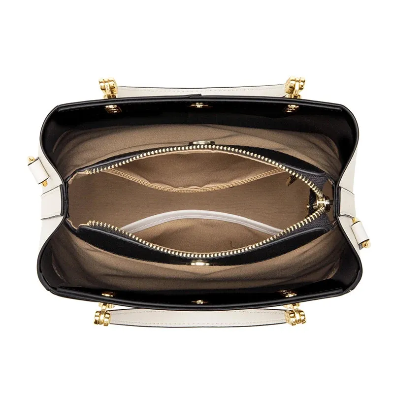 Broadway Handbag Crossbody Bag for Women - Cream/Black/Red - One Size