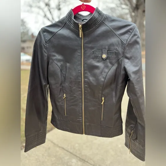 🐑Brown Lamb Leather Jacket — Chocolate Brown — Lined — Arden B — Size XS