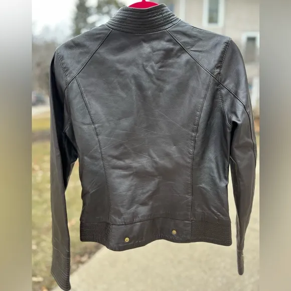 🐑Brown Lamb Leather Jacket — Chocolate Brown — Lined — Arden B — Size XS