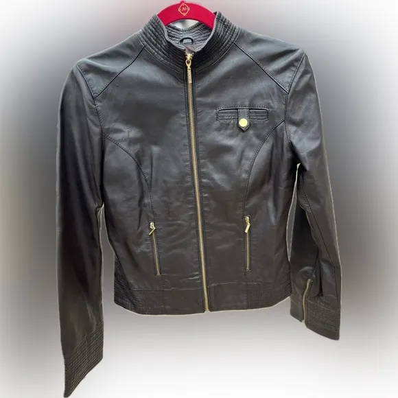 🐑Brown Lamb Leather Jacket — Chocolate Brown — Lined — Arden B — Size XS