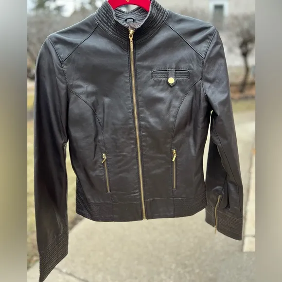 🐑Brown Lamb Leather Jacket — Chocolate Brown — Lined — Arden B — Size XS