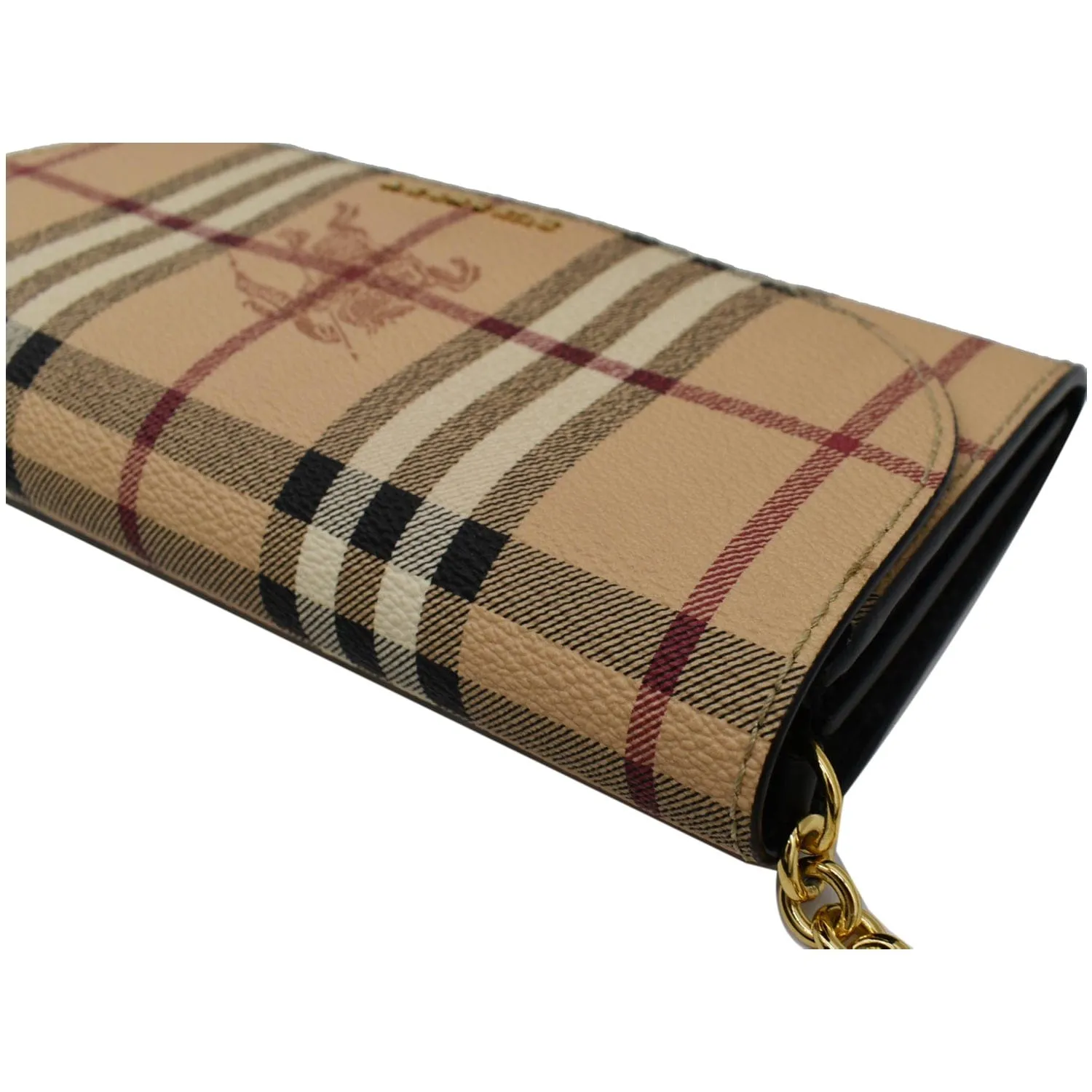 BURBERRY Henley Haymarket Check Canvas Wallet On Chain Crossbody Bag Beige
