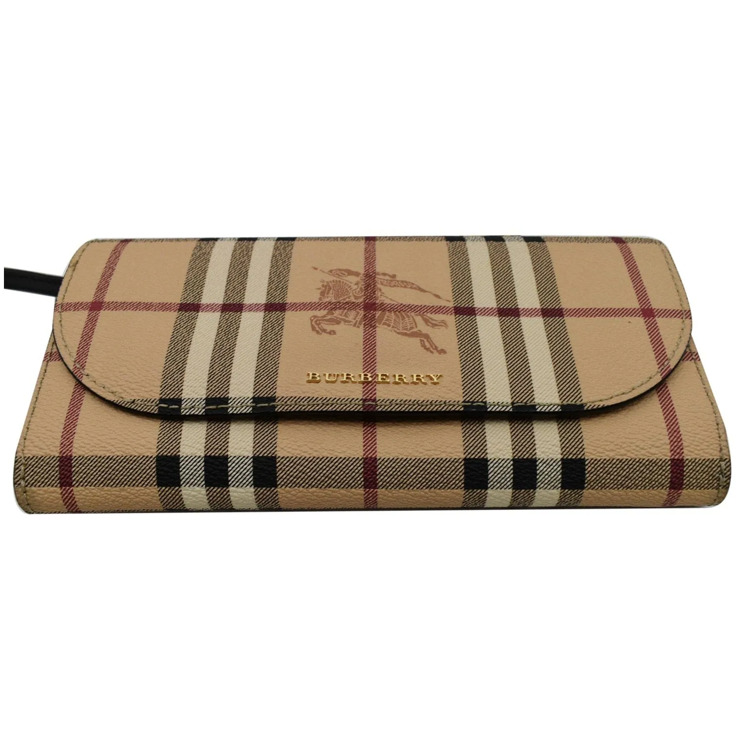 BURBERRY Henley Haymarket Check Canvas Wallet On Chain Crossbody Bag Beige