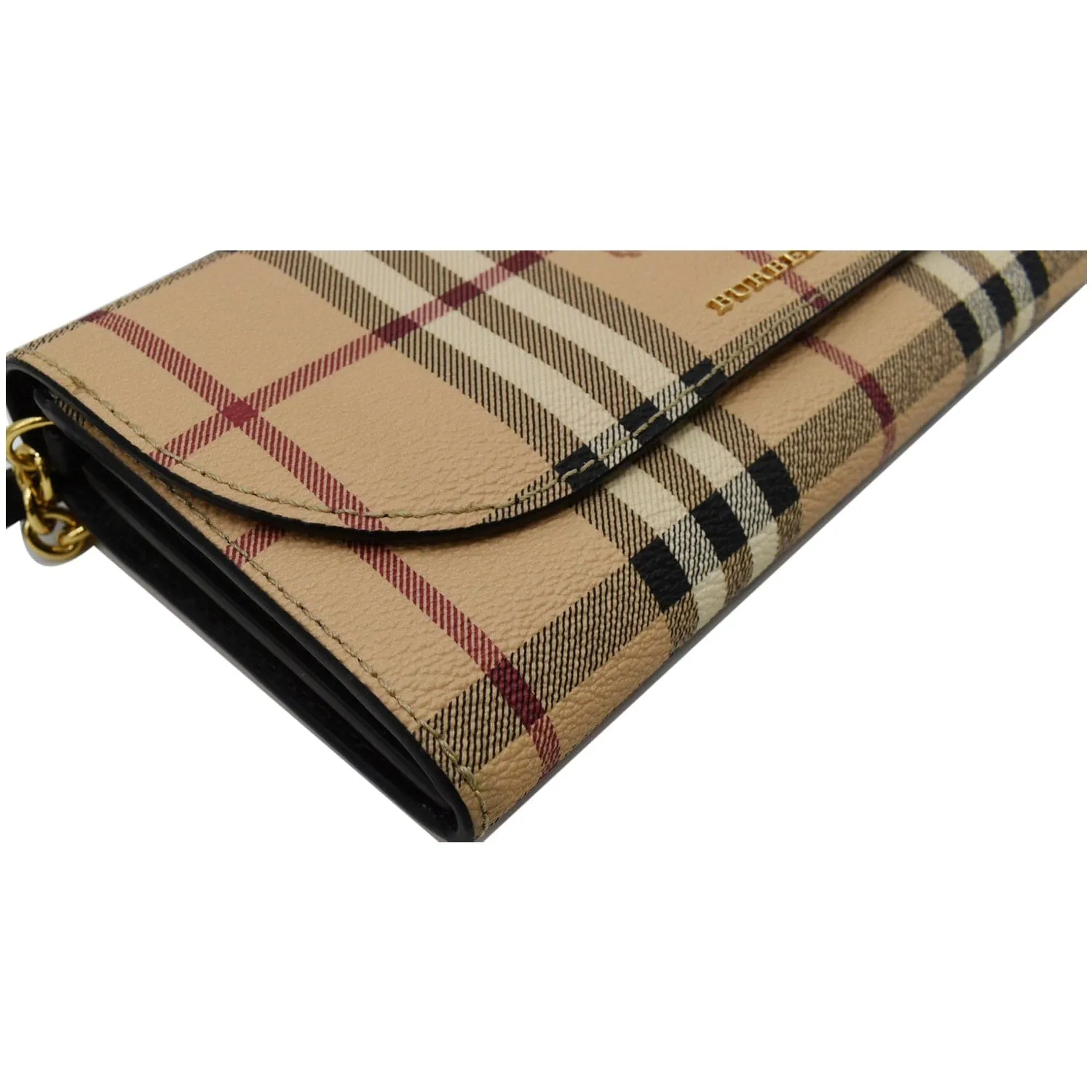 BURBERRY Henley Haymarket Check Canvas Wallet On Chain Crossbody Bag Beige