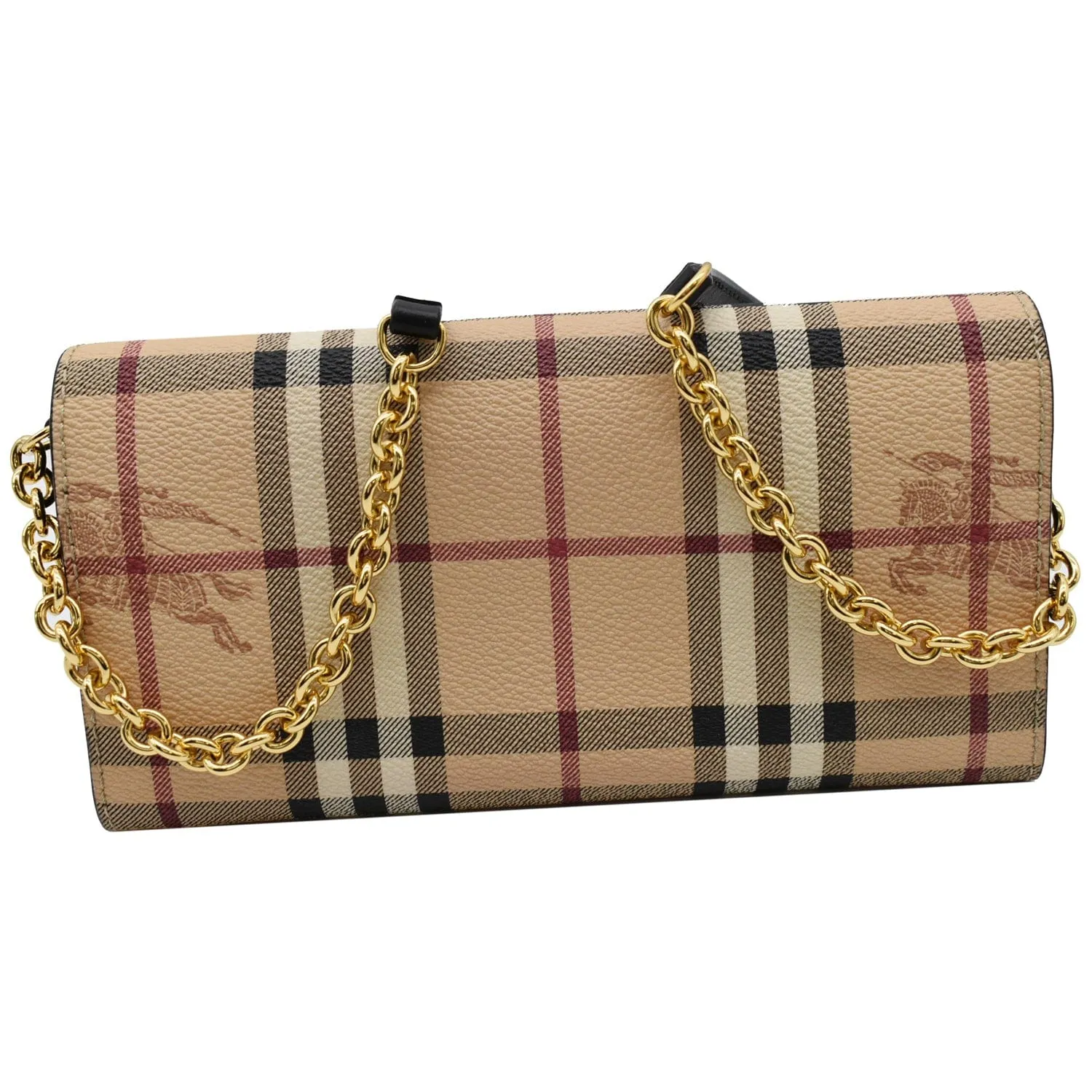 BURBERRY Henley Haymarket Check Canvas Wallet On Chain Crossbody Bag Beige