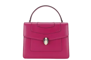 BVLGARI SERPENTI FOREVER LARGE MAGENTA LEATHER GOLD HARDWARE WITH STRAP, DUST COVER, MIRROR AND RAINCOAT