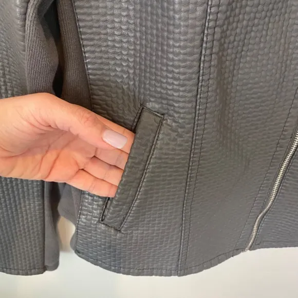 Calvin Klein Faux Leather Grey Moto Jacket