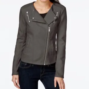 Calvin Klein Faux Leather Grey Moto Jacket