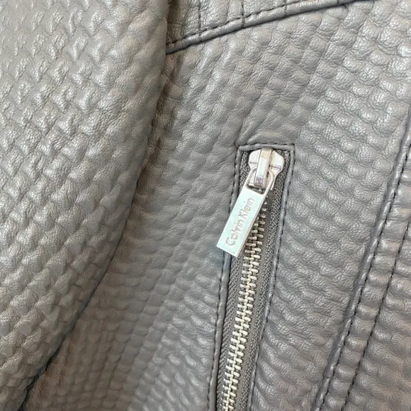 Calvin Klein Faux Leather Grey Moto Jacket