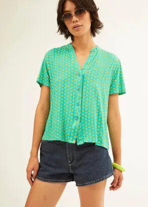 Camisa Xantik Cuello Indy Green Mustard Petals