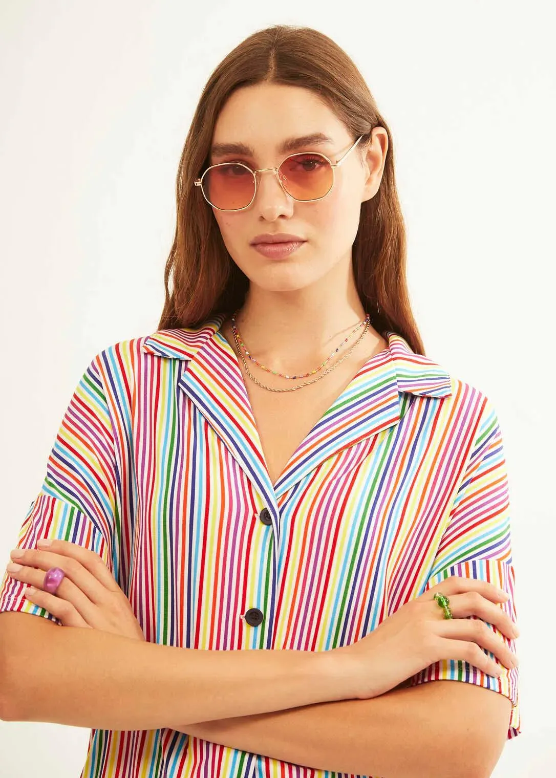 Camisa Xantik Manga Corta Rainbow
