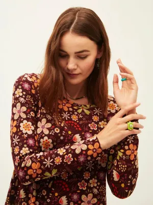 Camiseta Xantik Easy Garnet Bouquet Bliss