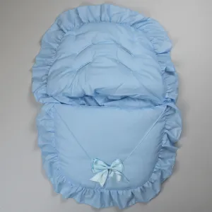 Car Seat / Cosy Toes - Blue With Blue Bow