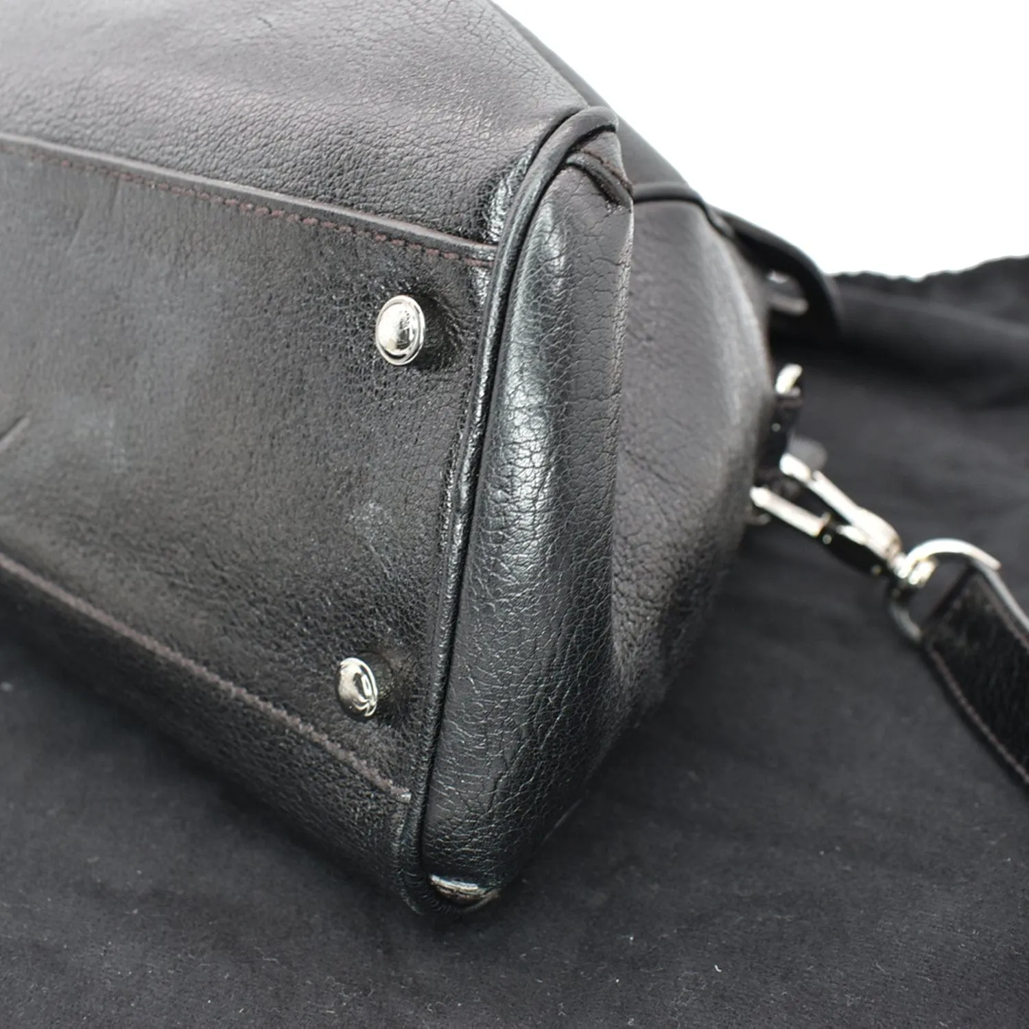 CARTIER Marcello de Cartier Leather Large Shoulder Bag Black