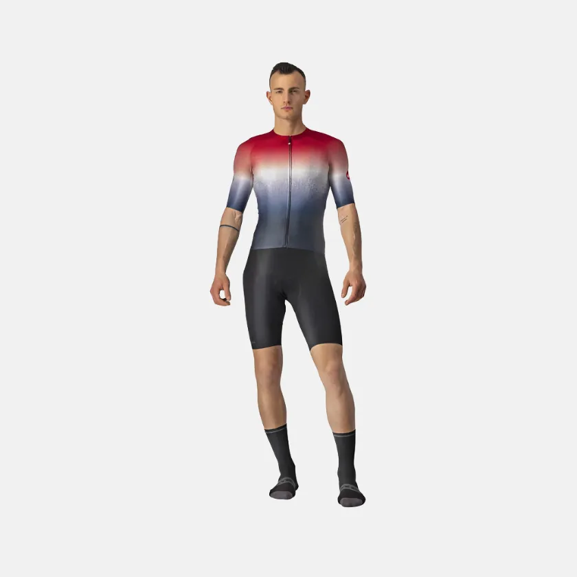 Castelli Aero Race 6.0 Men's Cycling Jersey -Savile Blue/Pro Red