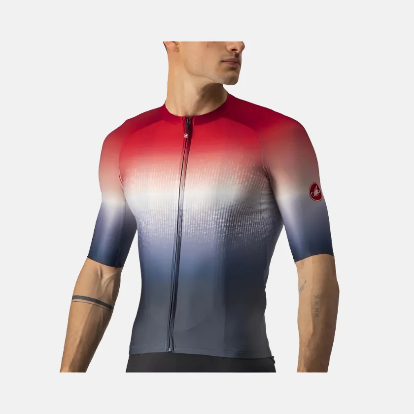 Castelli Aero Race 6.0 Men's Cycling Jersey -Savile Blue/Pro Red