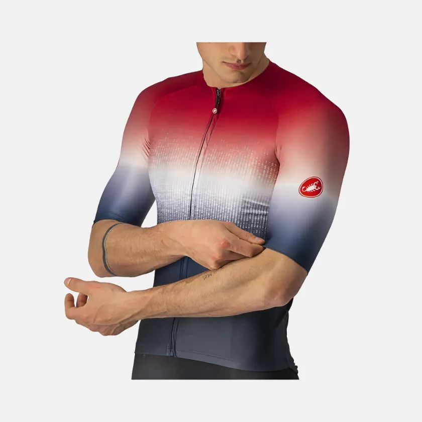 Castelli Aero Race 6.0 Men's Cycling Jersey -Savile Blue/Pro Red