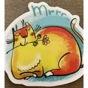 Cat With Flower Sticker