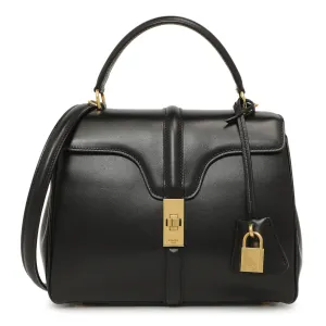 Celine Black Calfskin Small 16 Top Handle Bag
