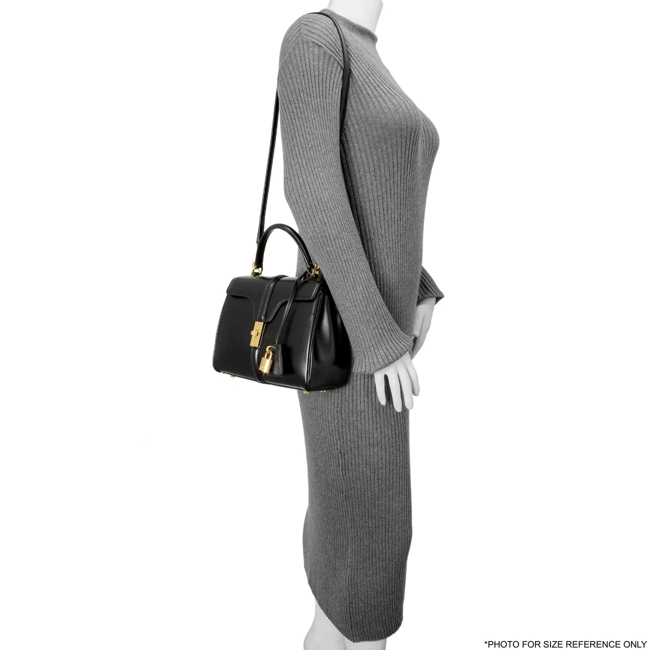 Celine Black Calfskin Small 16 Top Handle Bag