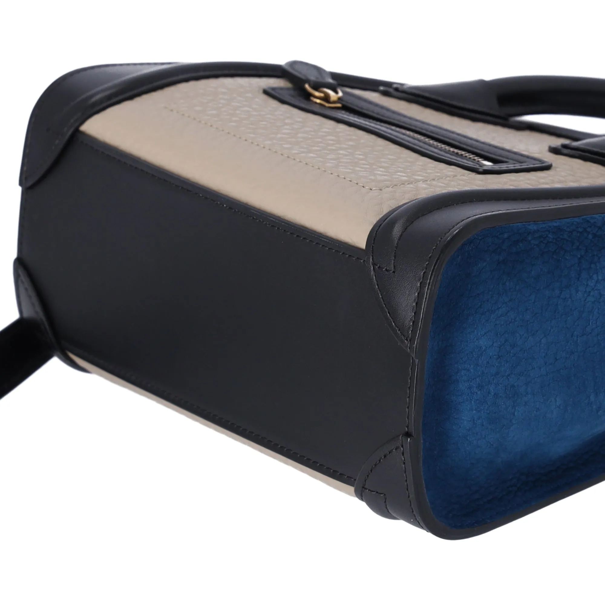 CELINE Luggage Nano Shopper Handbag Gray Beige Black Blue Leather