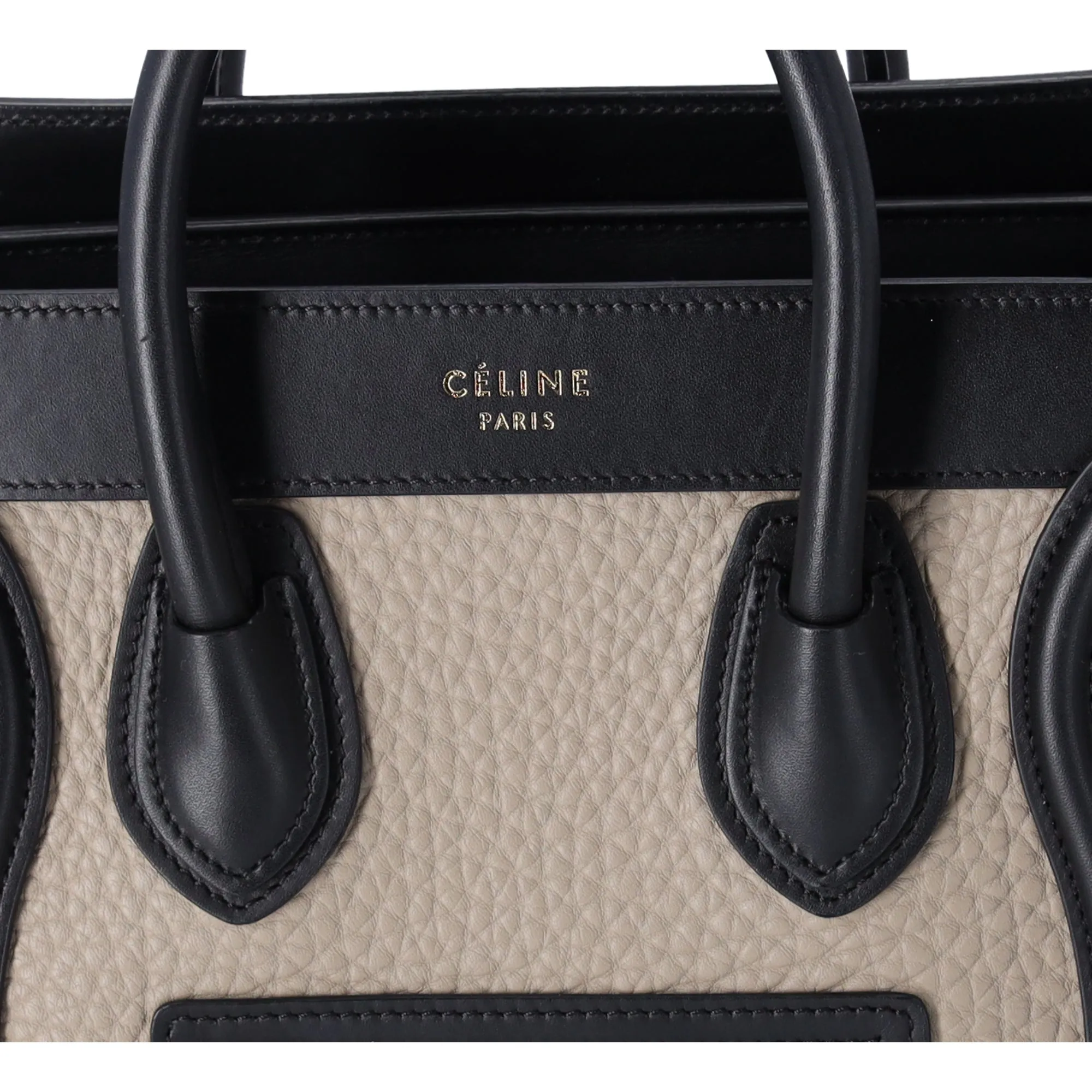 CELINE Luggage Nano Shopper Handbag Gray Beige Black Blue Leather