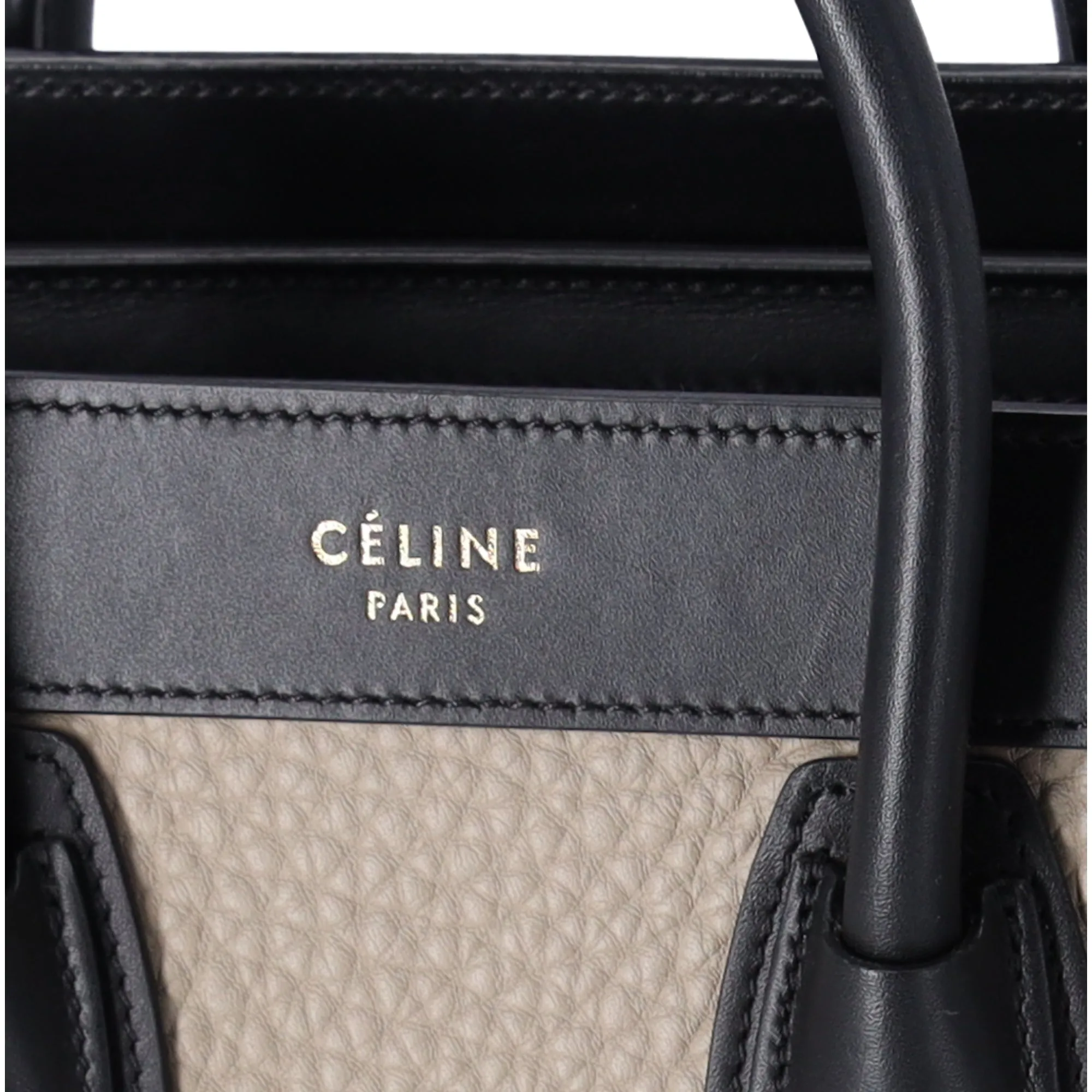 CELINE Luggage Nano Shopper Handbag Gray Beige Black Blue Leather