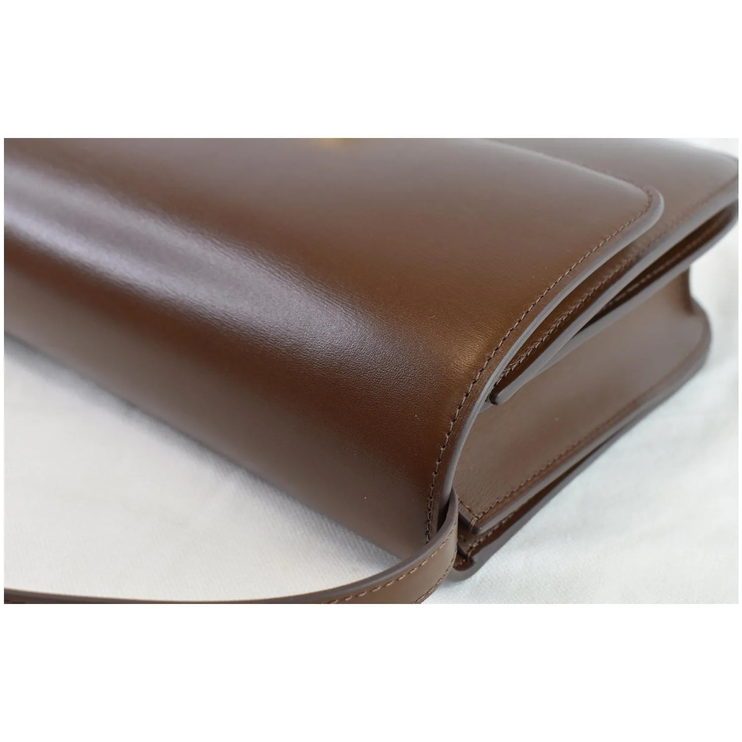 CELINE Medium Classic Box Calfskin Flap Crossbody Bag Brown
