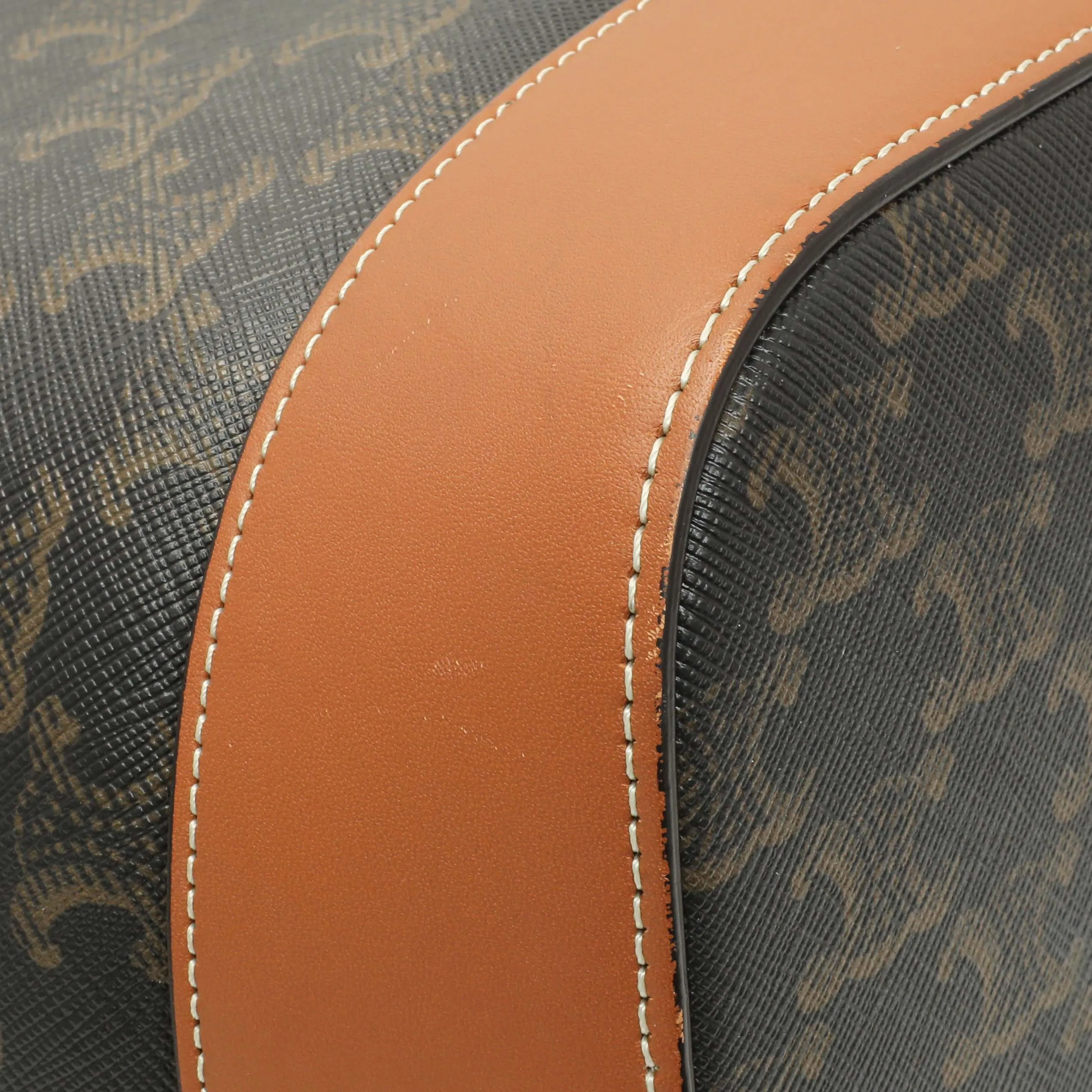 Celine Tan Triomphe Canvas Calfskin Medium Bucket Bag