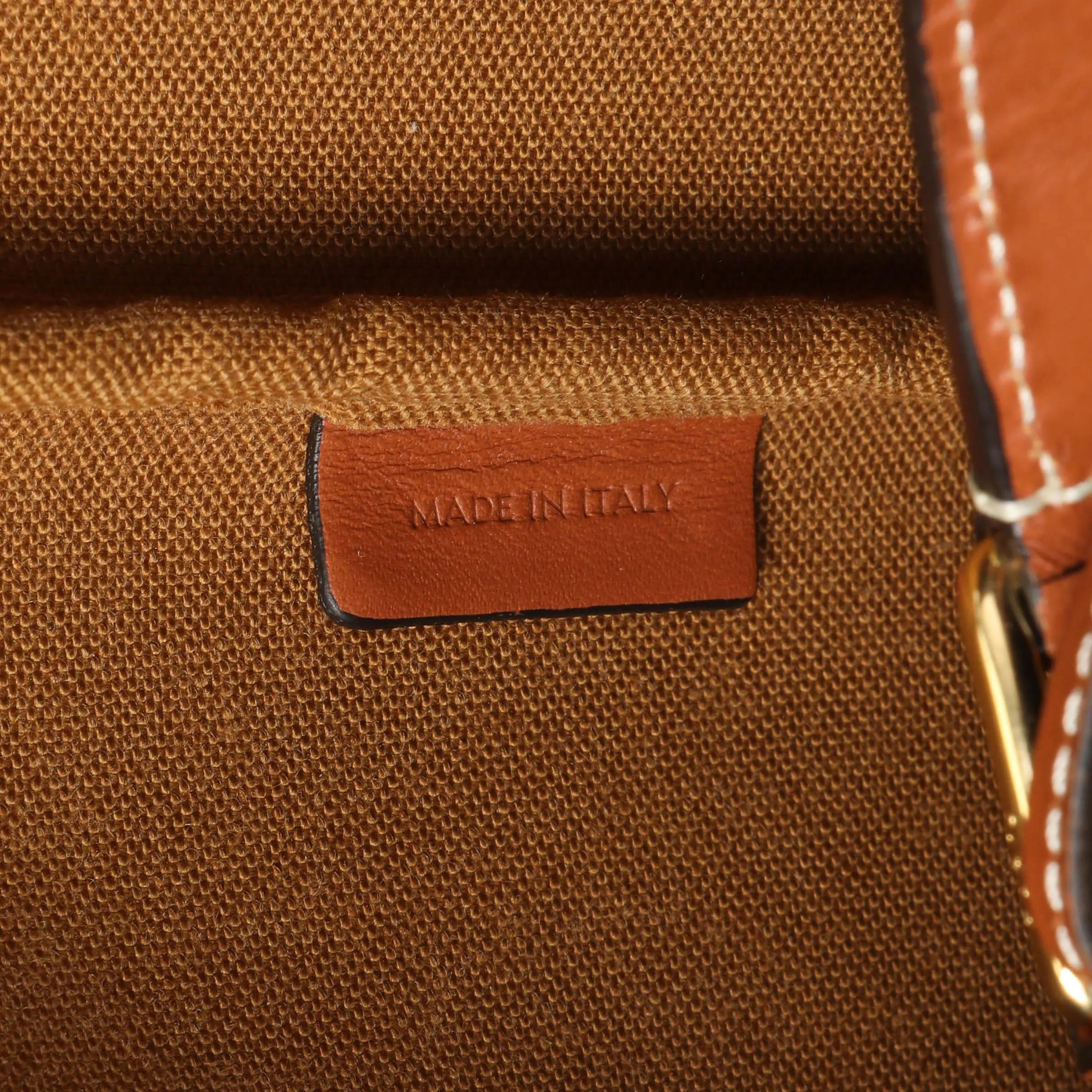 Celine Tan Triomphe Canvas Calfskin Medium Bucket Bag